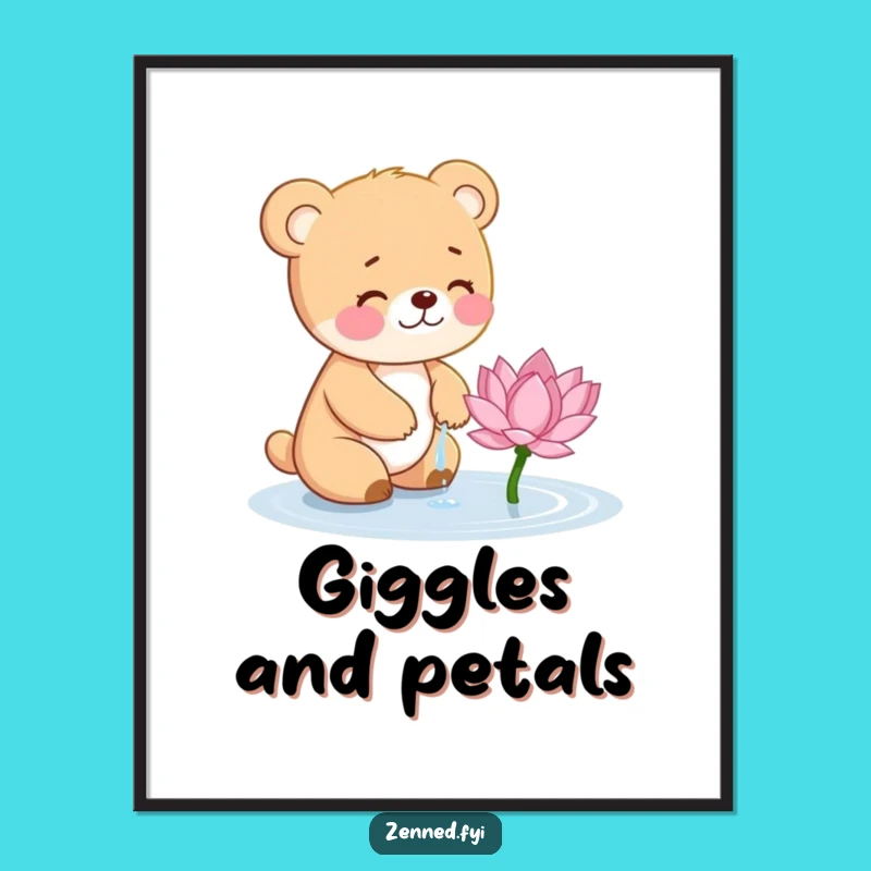 Funny Bear Cub Digital Art: Whimsical Wall Decor Gift for Charm