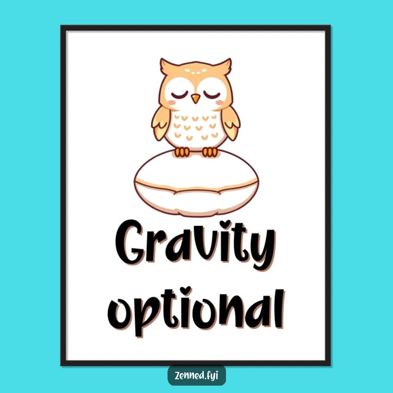 Funny Peaceful Owl Digital Art - Instant Whimsy for Your Space