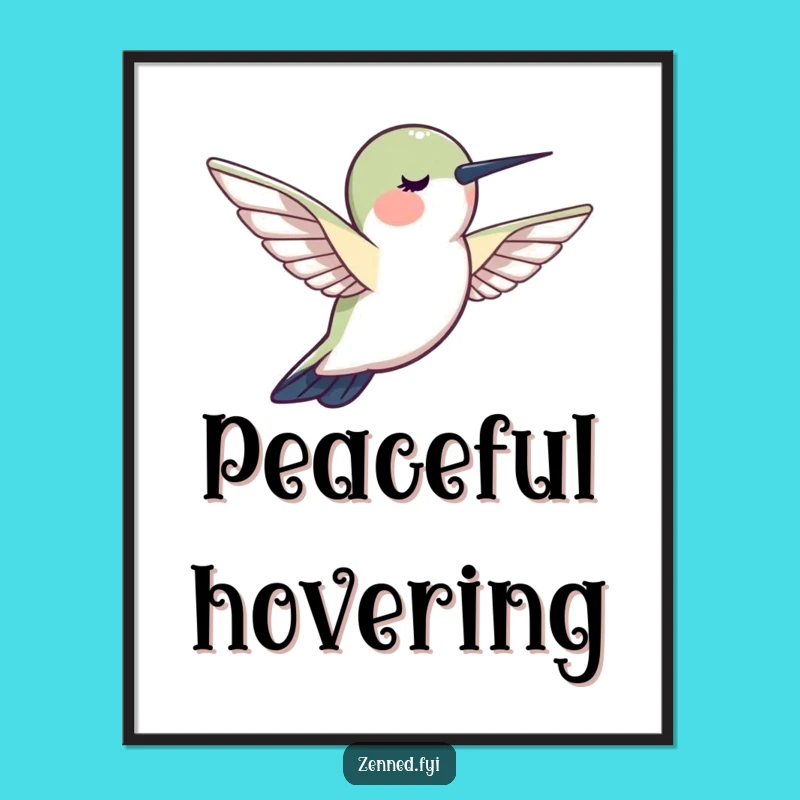 Funny Hummingbird Calm Digital Art: Peaceful Zen Print for Instant Serene Download