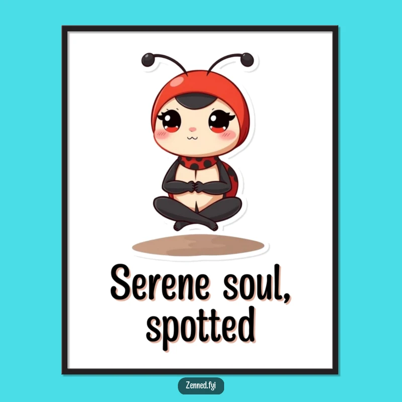 Funny Ladybug Digital Art: Peaceful Yoga Pose Wall Decor - Instant Funny Gift