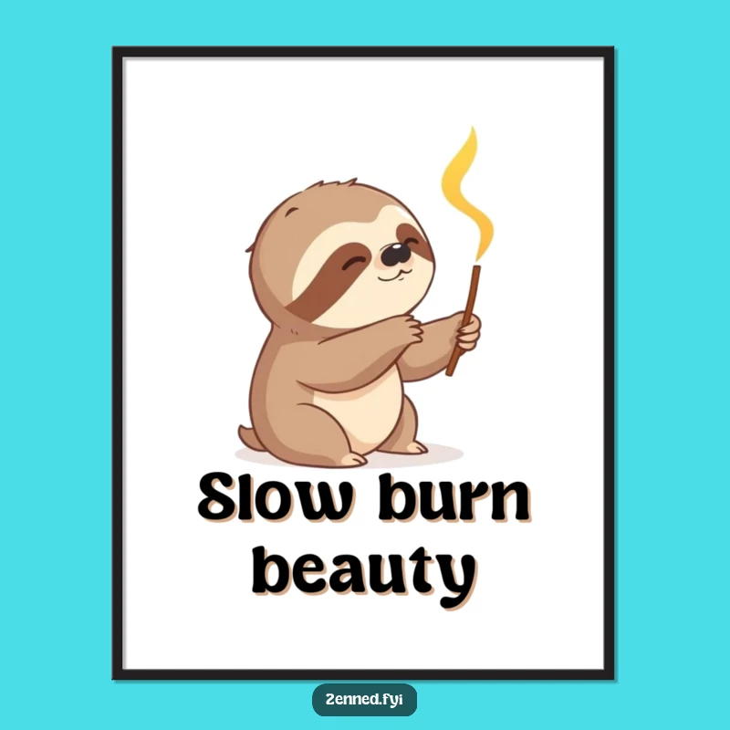 Funny Sloth Incense Digital Art: Instant Calm and Humor for Walls