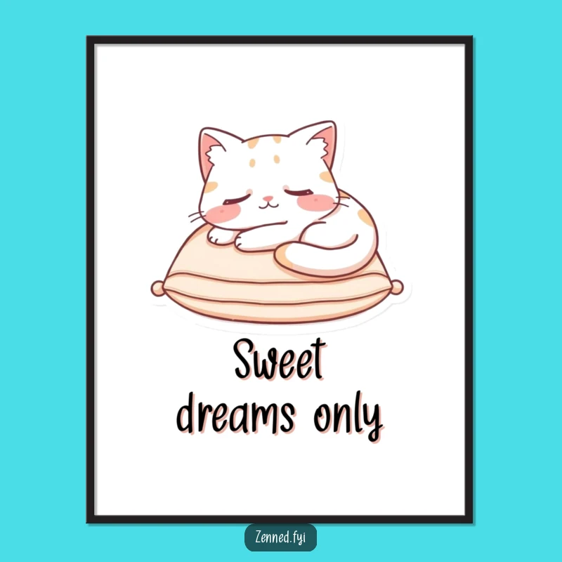 Funny Cat Nap Digital Art: Printable Content Feline Decor Gift