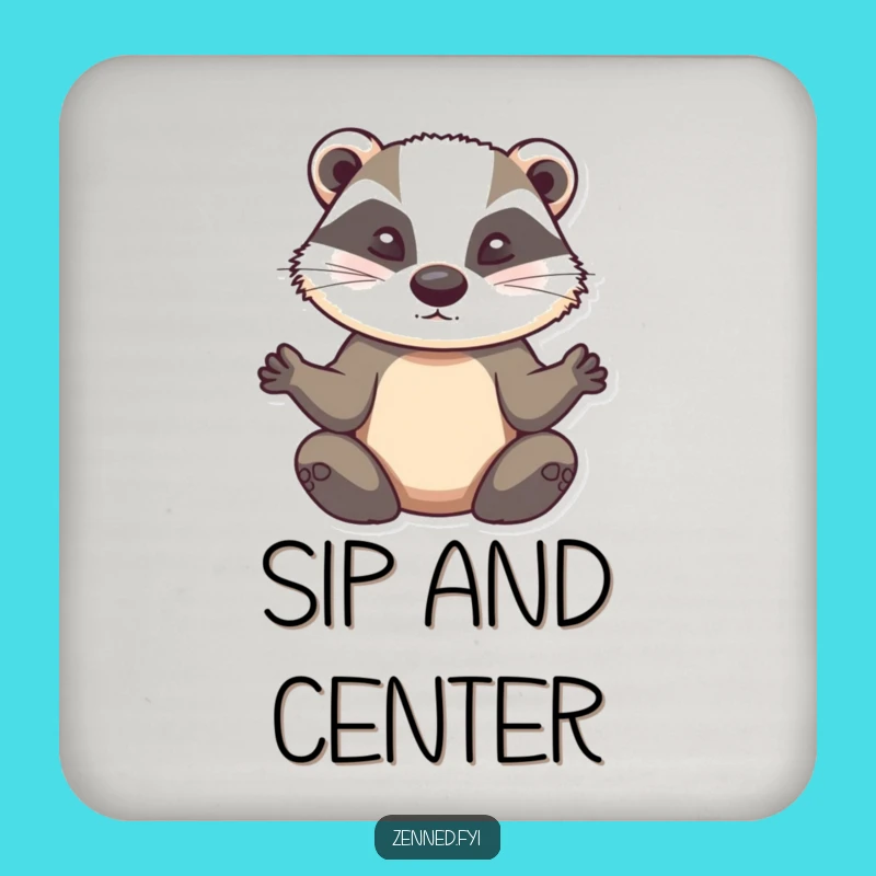 Funny Badger Meditation Coaster: Serene Zen Protection with Hilarious Animal Charm