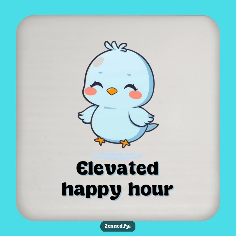 Funny Blue Bird Coaster, Floating Zen Protector, Humorous Drink Accessory Gift