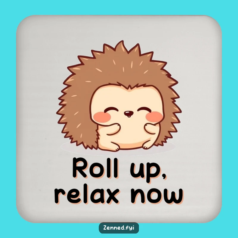 Funny Kawaii Hedgehog Rolling Drink Coaster - Cozy Protection with Humorous Charm