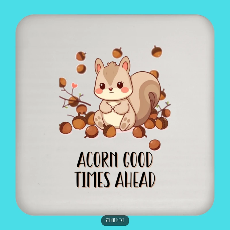Funny Kawaii Squirrel Drink Coaster - Protect Surfaces with Playful Acorn Art
