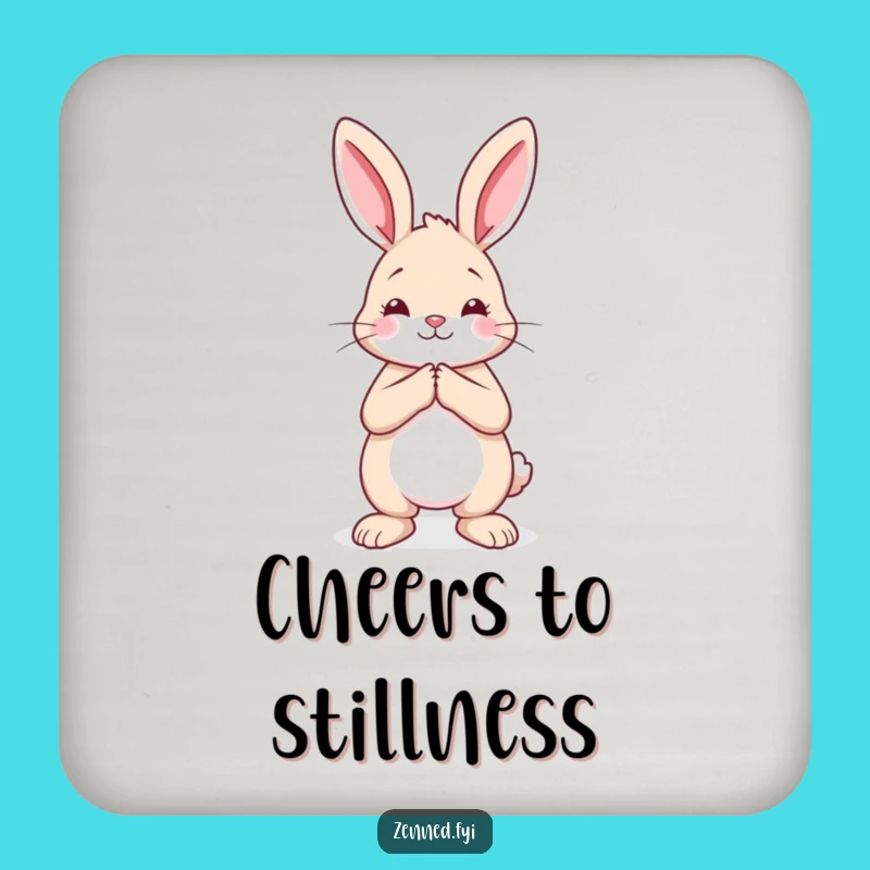 Funny Rabbit Coaster - Calm Prayer Pose Drink Protector Gift