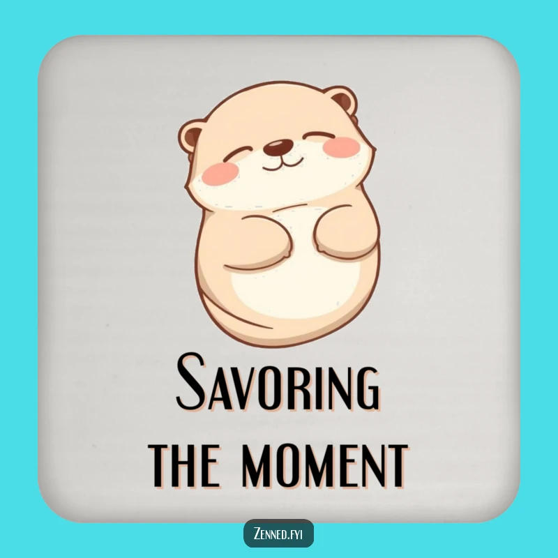 Funny Otter Smile Coaster - Contented Peace Drink Protector Gift