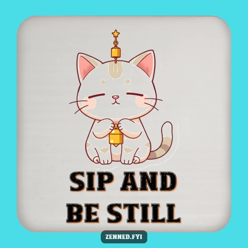 Funny Cat Bell Coaster: Protect Surfaces with Serene Charm