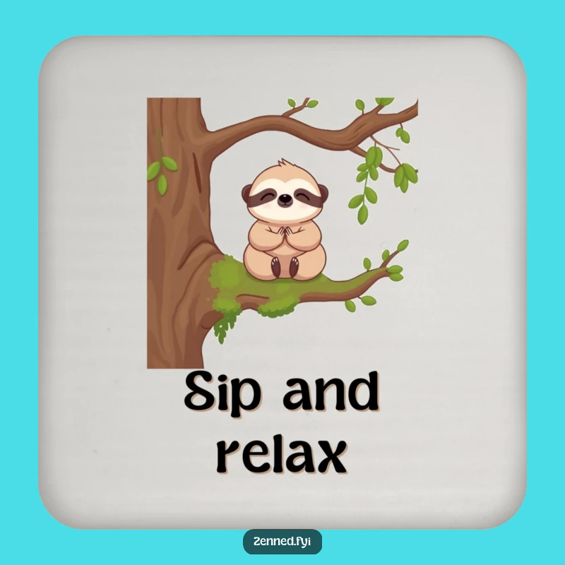 Funny Kawaii Sloth Coaster - Serene Meditation Decor Gift