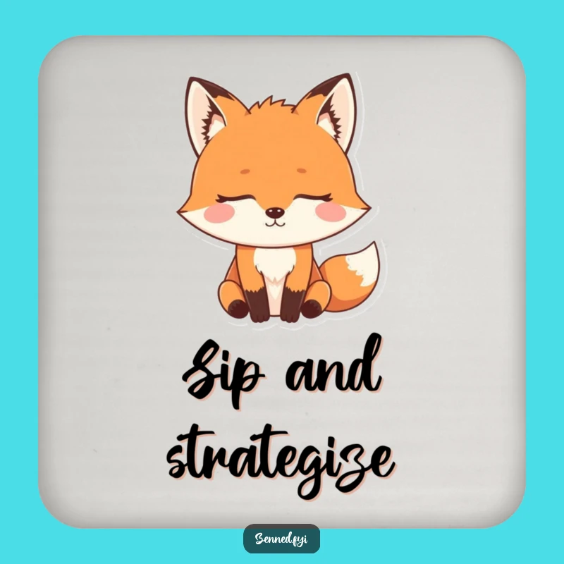 Funny Zen Fox Drink Coasters: Focused Table Decor, Hilarious Home Gift Set
