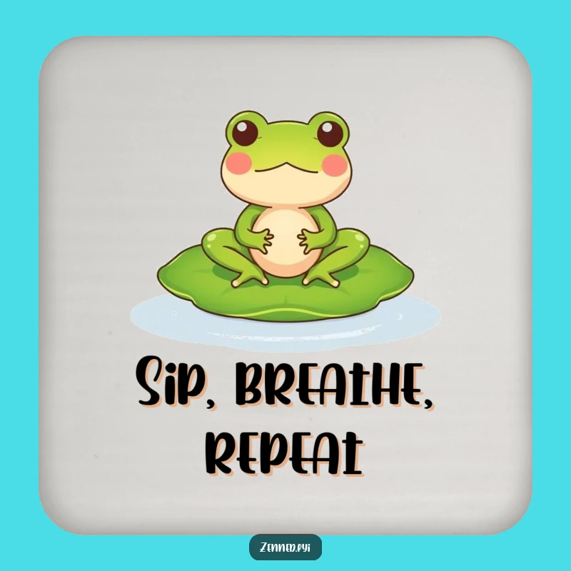 Funny Frog Meditation Coaster: Zen Amphibian Surface Protector Gift