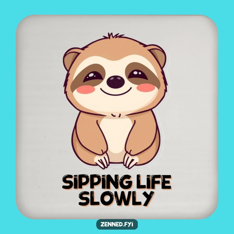 Funny Calm Sloth Coaster - Smiling Peace, Table Protection, Perfect Gift