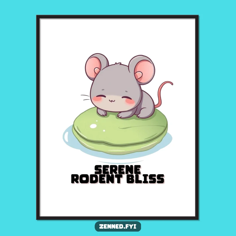Artistic Funny Grey Mouse Poster - Relaxing Wall Decor for a Peaceful Atmosphere