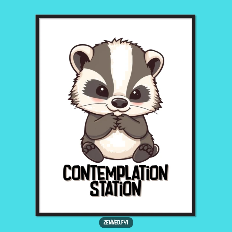 Funny Wise Badger Contemplation Poster: Add Humorous Wisdom to Your Walls
