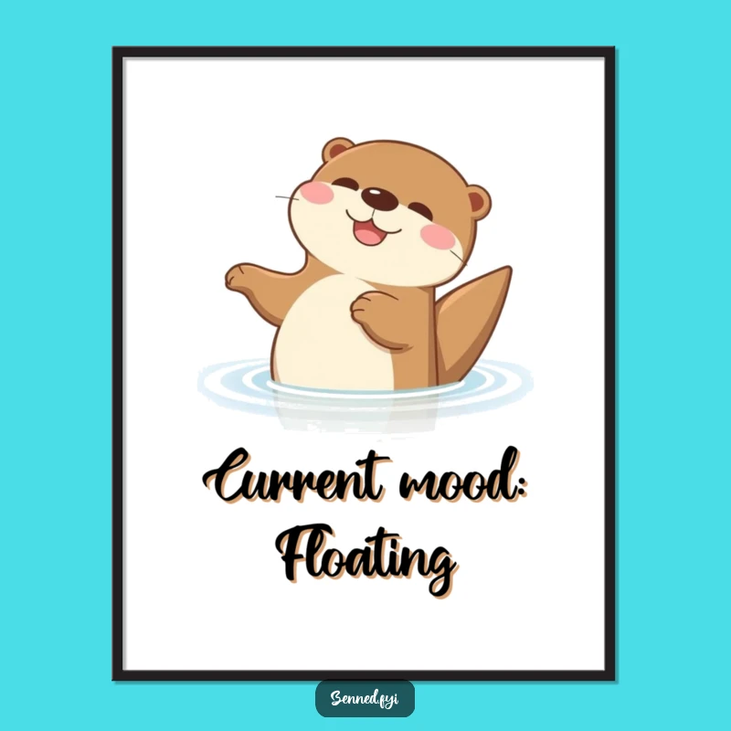 Funny Otter Poster: Delightful Floating Otter Wall Art, Perfect Humorous Decor