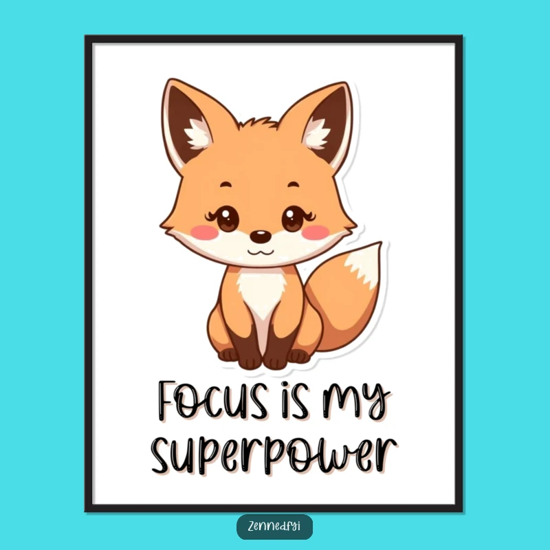 Funny Curious Fox Poster - Gentle Gaze, Wall Art, Perfect Gift