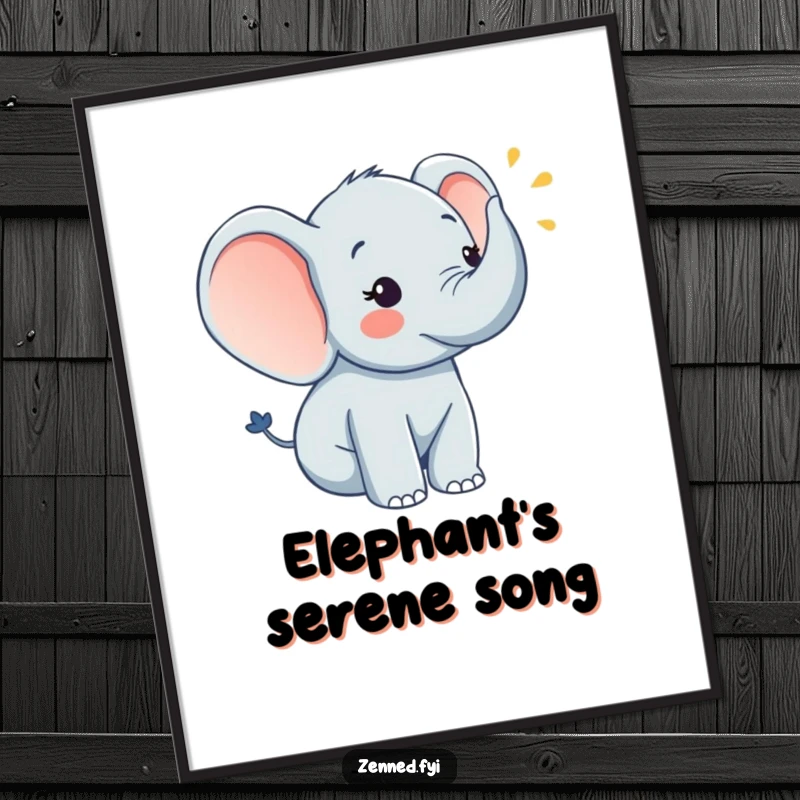 Cheerful elephant blowing a horn on a poster, a beautiful funny gift.