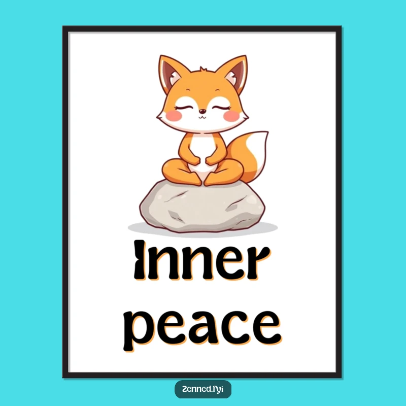 Funny Fox Meditation Poster: Peaceful Art for a Natural Atmosphere