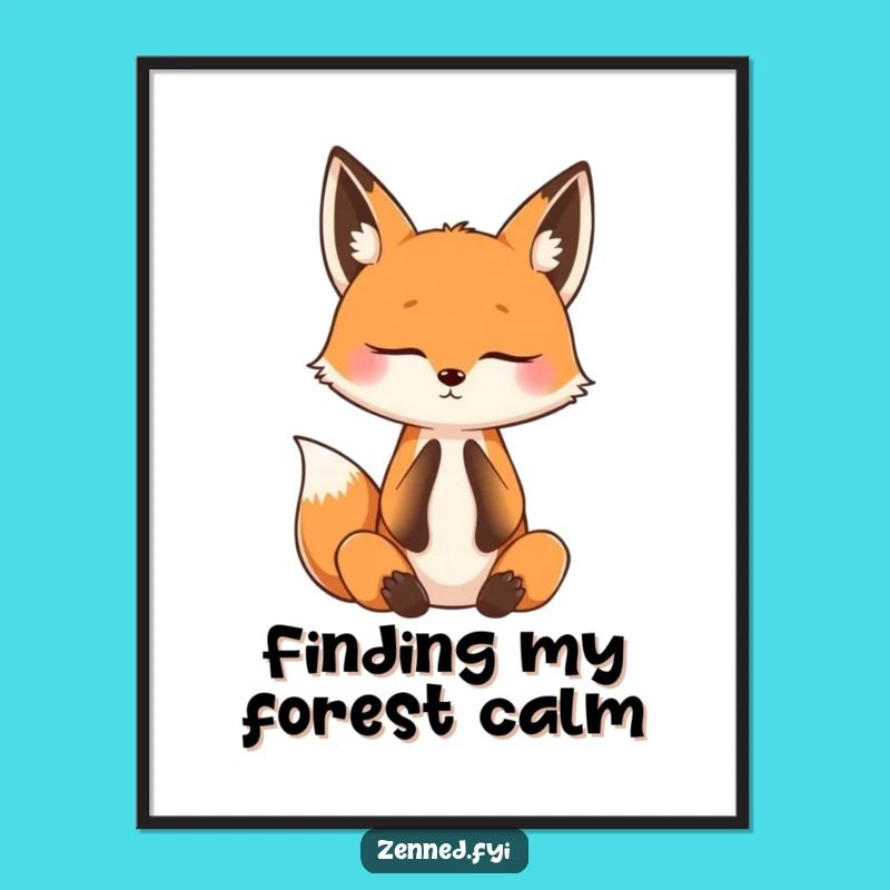 Funny Fox Zen Poster: Peaceful Mindful Art for Your Space