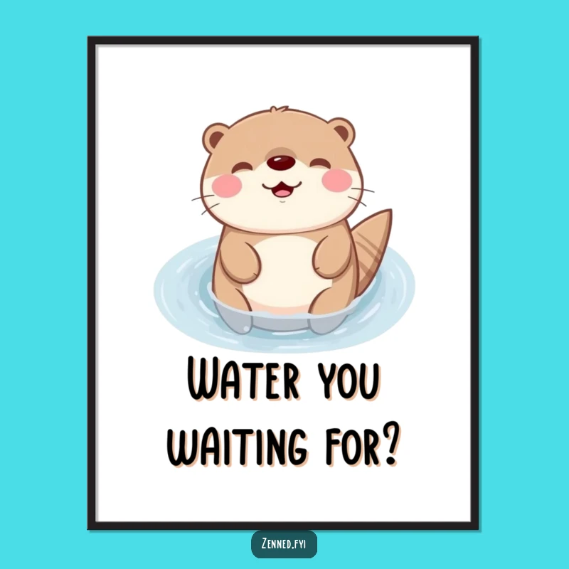 Funny Kawaii Otter Poster: Serene Floating Art, Perfect Humorous Wall Decor Gift