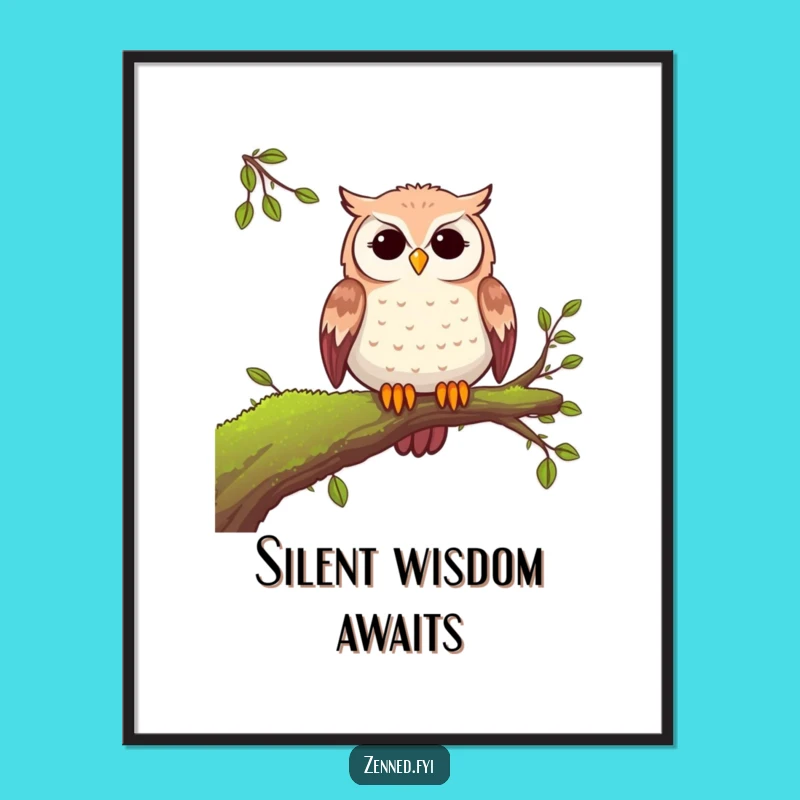 Funny Peaceful Owl Poster: Bring Nature's Calm Wall Art Gift