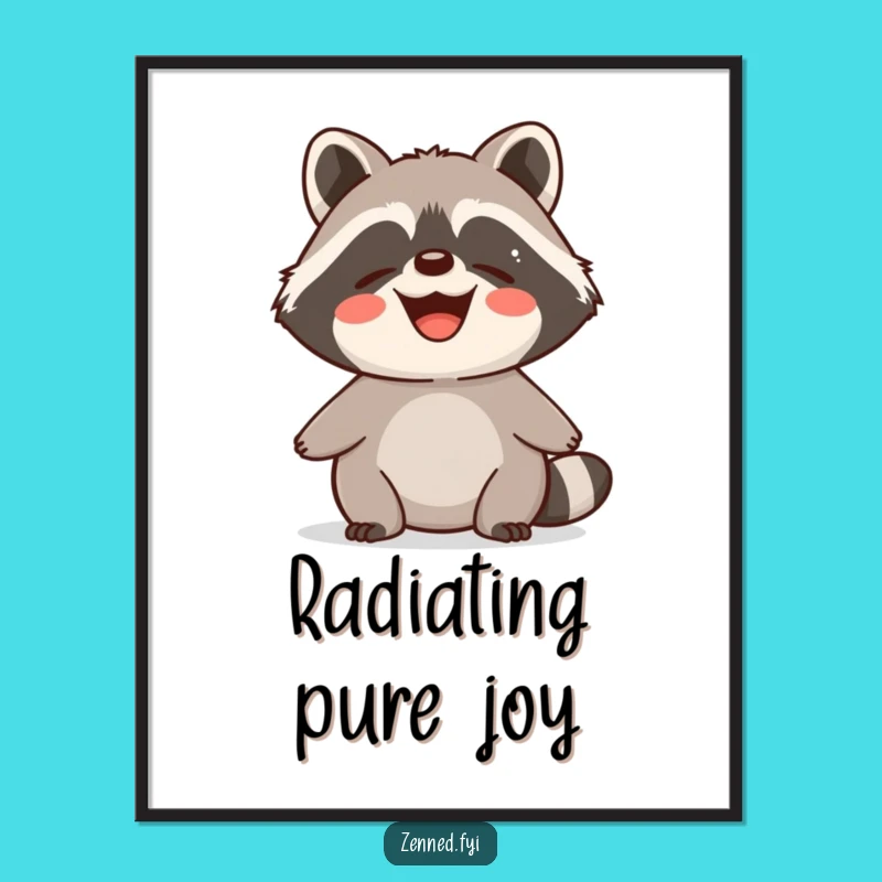 Funny Raccoon Zen Poster: Contented Critter Calmness Decor, Perfect Funny Gift