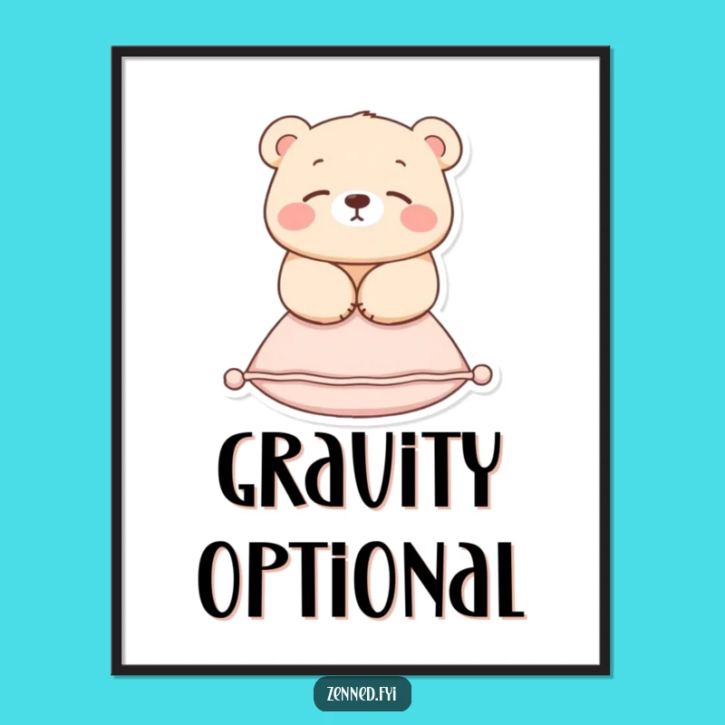 Funny Zen Bear Poster: Serene Floating Bear Wall Art, Perfect Zen & Humorous Decor Gift