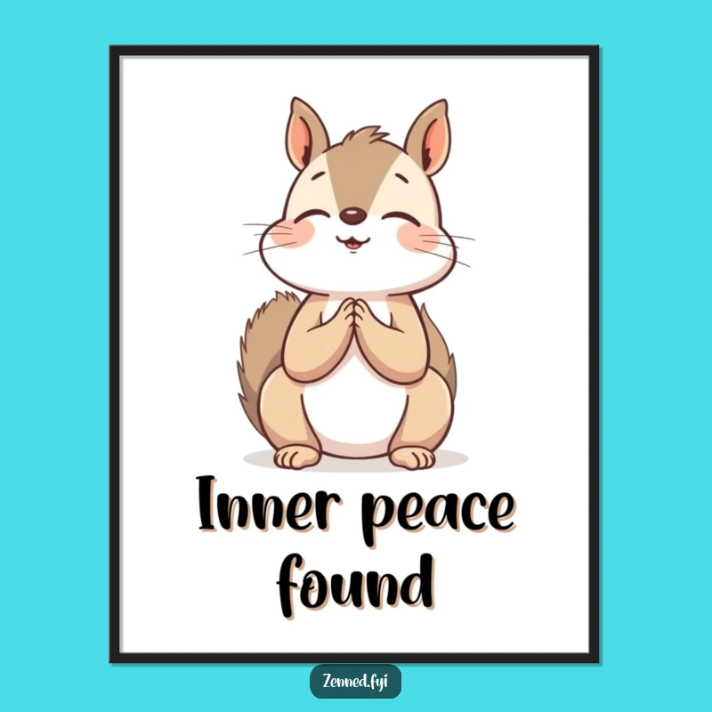 Funny Squirrel Peace Poster - Inspiring Zen Art Print for Humorous Decor