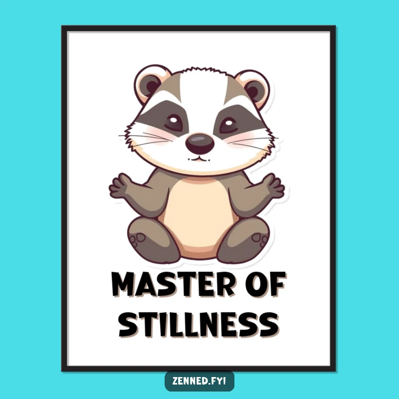 Funny Badger Meditation Poster: Serene Animal Art Print for Hilarious Wall Decor