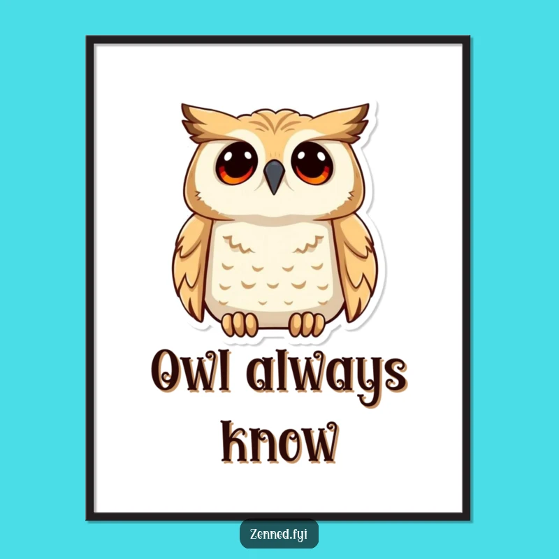 Funny Owl Understanding Poster - Wise Gaze Wall Art for Thoughtful Spaces