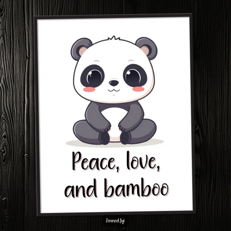 Funny Kawaii Panda Poster: An artistic print of a focused panda character in a deep lotus pose, promoting peace and mindfulness.