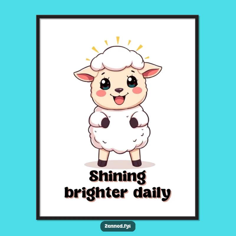 Funny Joyful Sheep Poster - Halo Art, Divine Decor, Perfect Gift