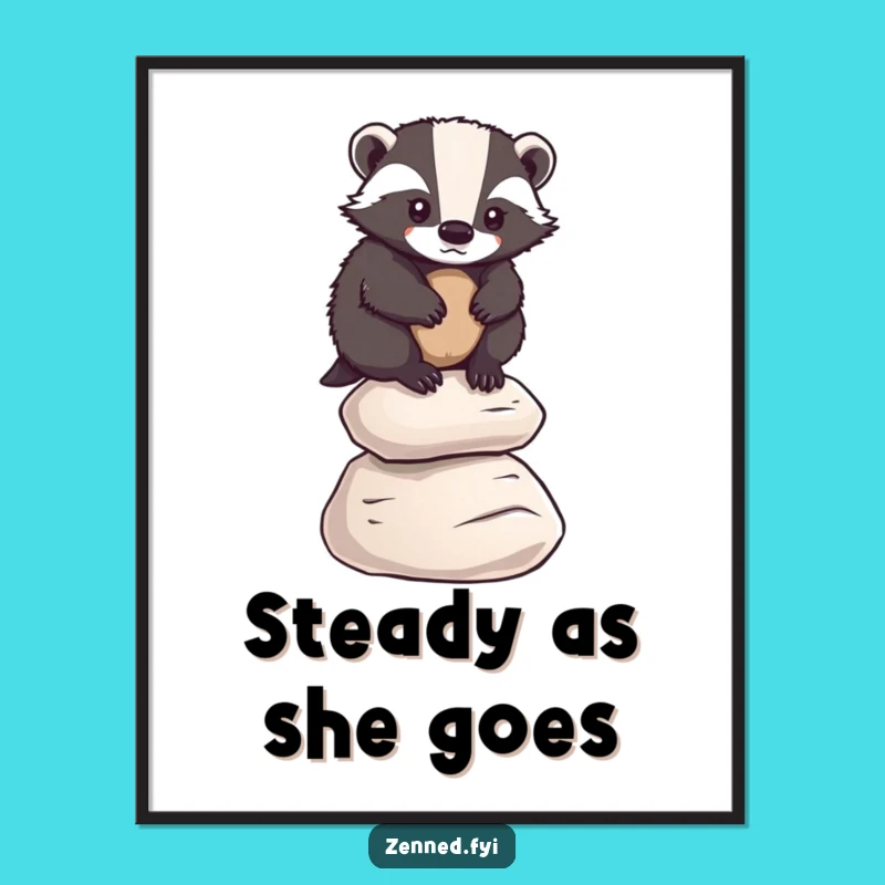 Funny Badger Poster: Determined Balancer Art, Humorous Motivational Decor, Gift Idea