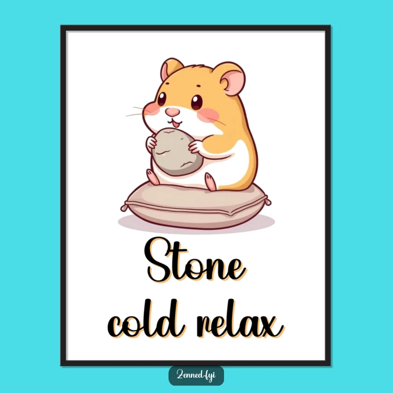 Funny Hamster Stone Poster - Content Hamster Art, Serene Decor