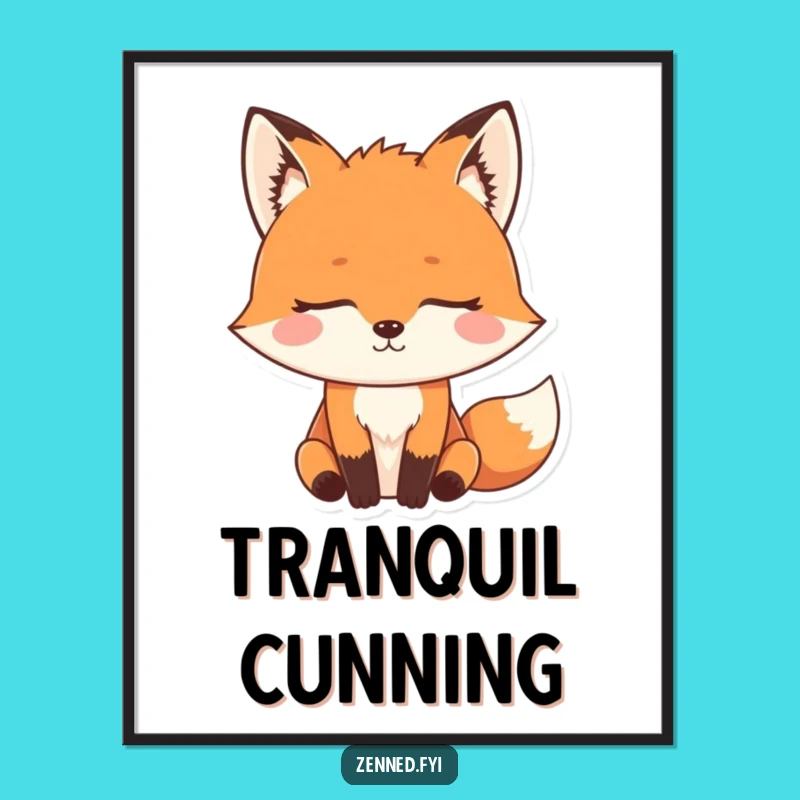 Funny Zen Fox Poster: Focused Meditation Art, Hilarious Decor Gift for Fox Fans