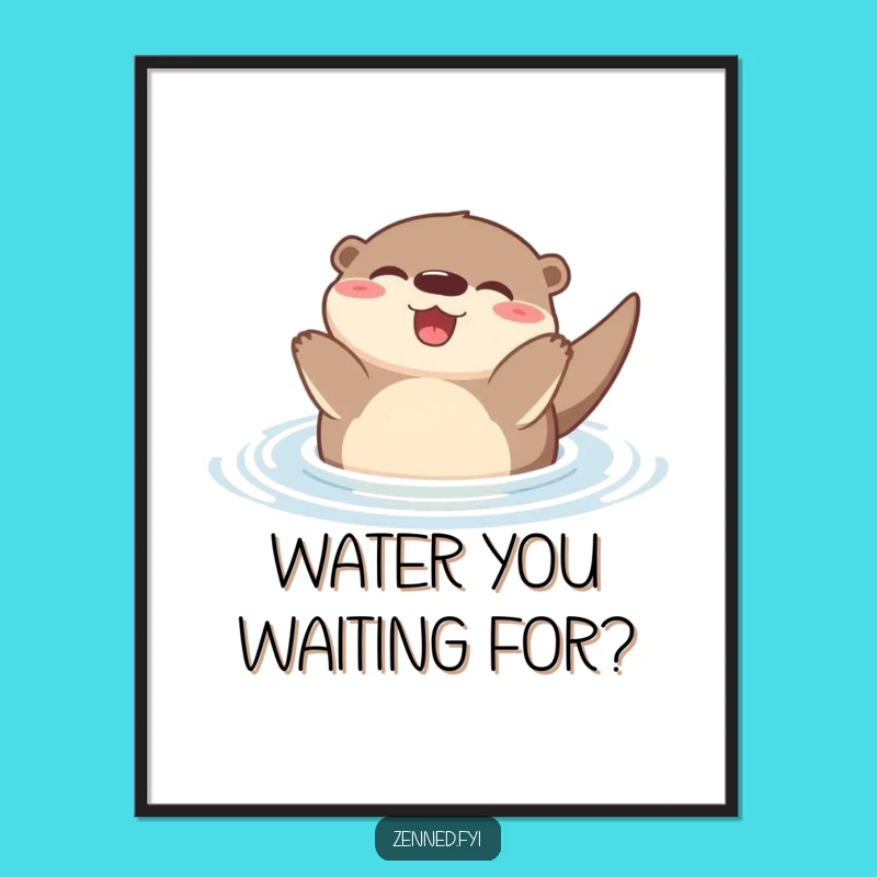 Funny Zen Otter Poster: Joyful Floating Art, Hilarious Relaxing Decor Gift