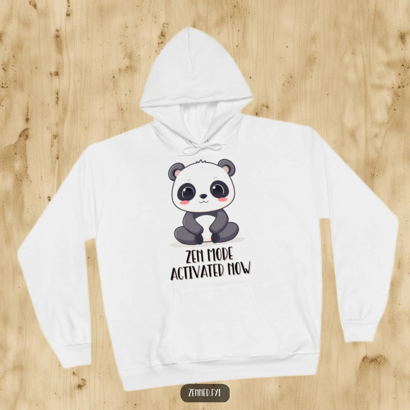 Funny Kawaii Panda Hoodie: A plush hoodie featuring a focused panda character in a deep lotus pose, offering warmth and serene vibes.