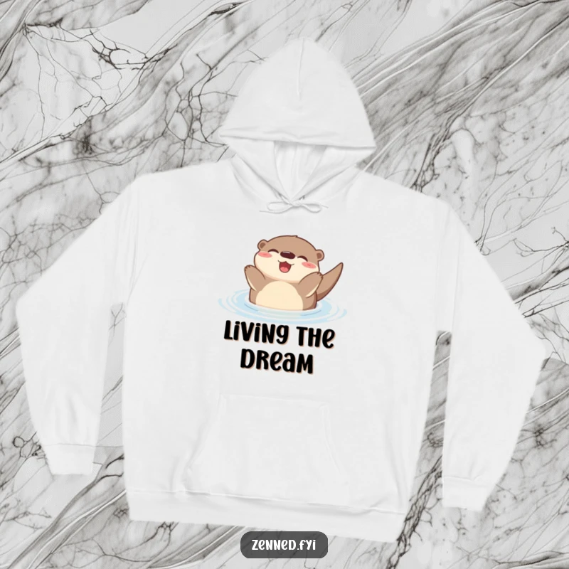 Funny Zen Otter Hoodie featuring a joyful otter floating peacefully on its back, designed for snuggly comfort and humorous relaxation.