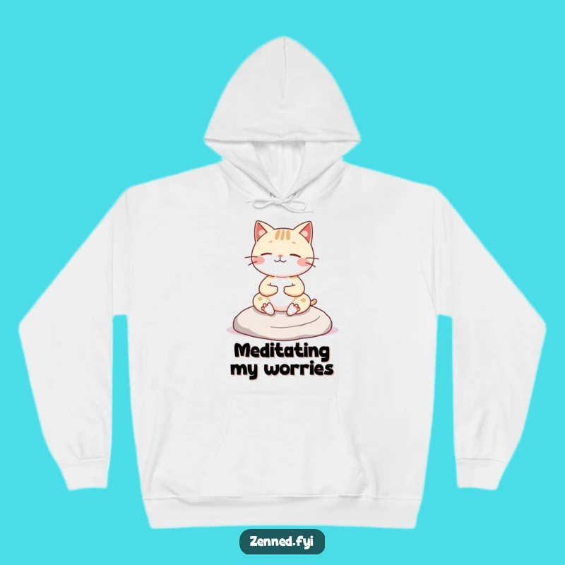 Funny Kawaii Cat Hoodie: Cozy Cheerful Meditator, Zen Warm Gift
