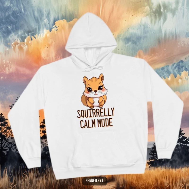 Funny Squirrel Hoodie: A determined squirrel illustrates deep breathing and focus, offering humorous comfort and calm.
