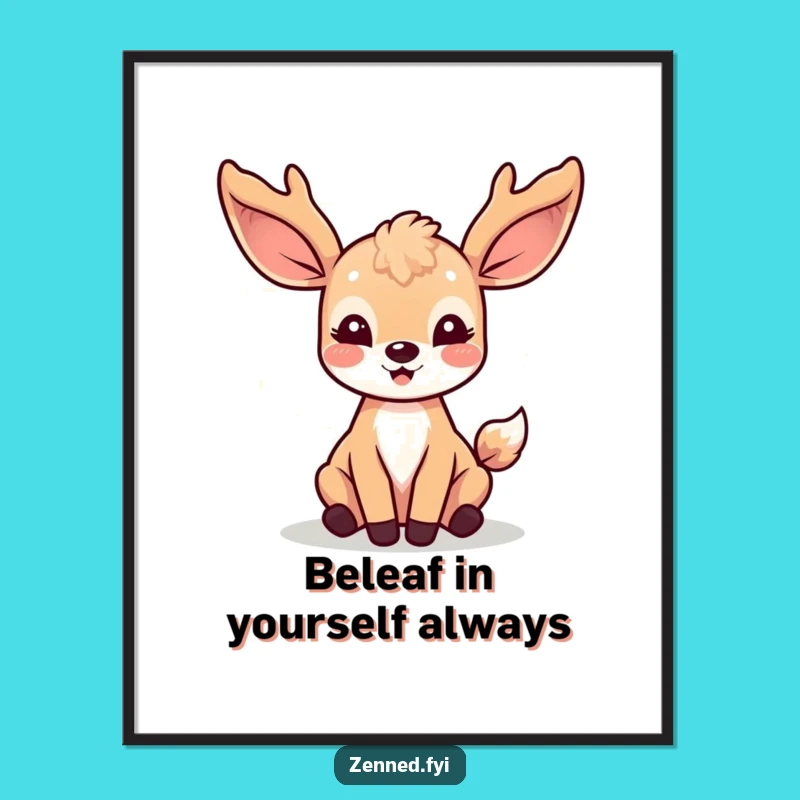 Free Printable Kawaii Deer Art: Radiant Light, Funny Downloadable Decor