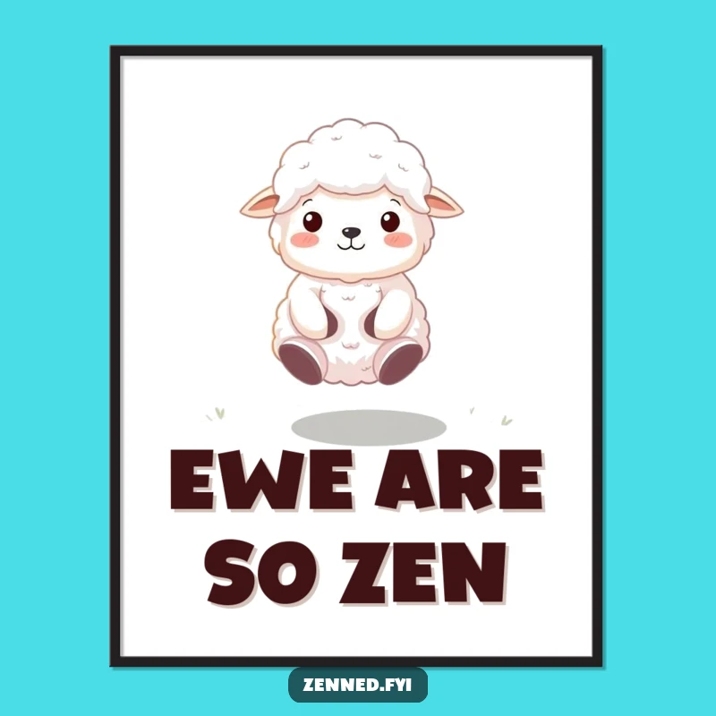 Free Printable Wall Art: Funny Meditating Sheep, Floating Cloud Decor Downloadable