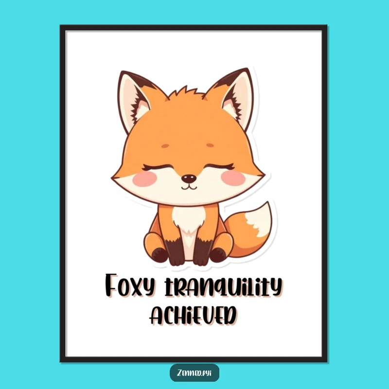 Free Printable Wall Art: Funny Determined Fox Meditating, Zen Downloadable Art