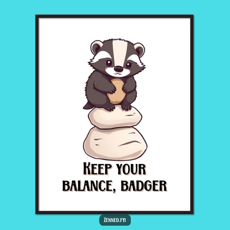 Free Printable Badger Wall Art: Balancing Act Decor, Whimsical Animal Art, Funny DIY Gift