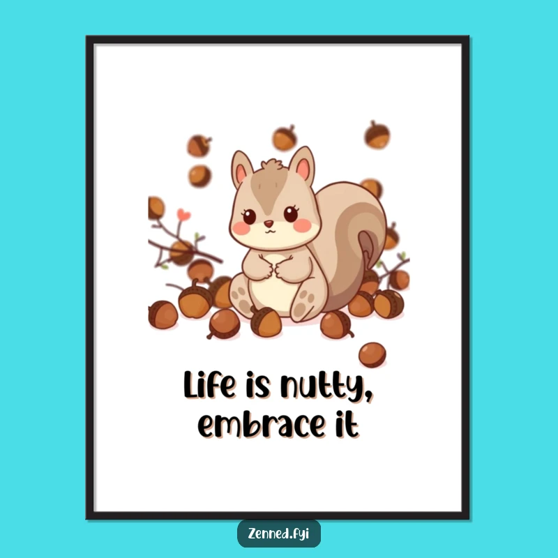 Free Printable Kawaii Squirrel Art: Acorn Play, Funny Downloadable Decor