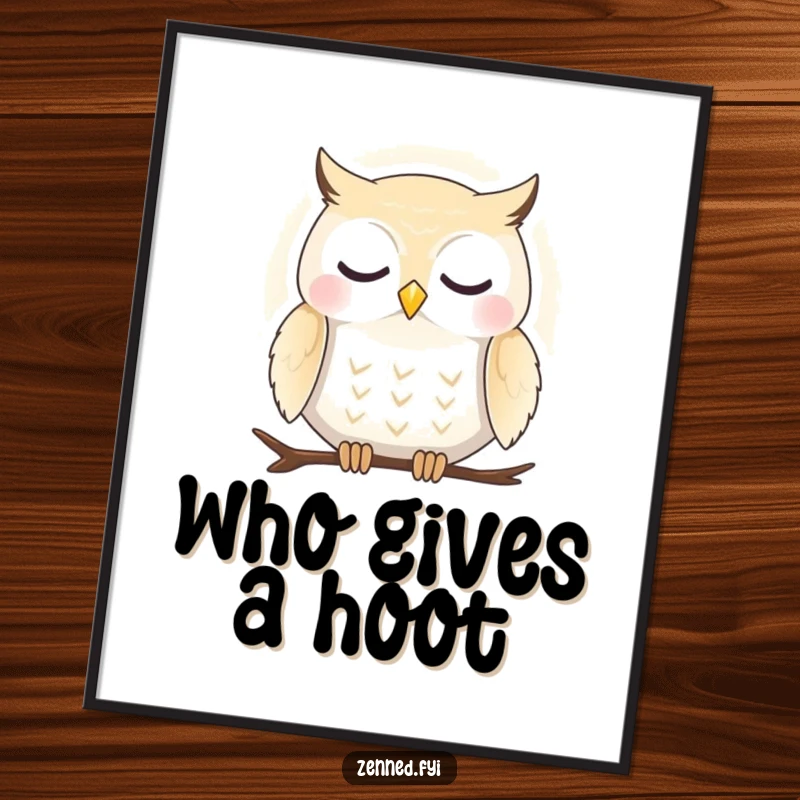 Funny Free Printable Wall Art: A peaceful owl glows within a gentle aura, bringing serenity to any room.