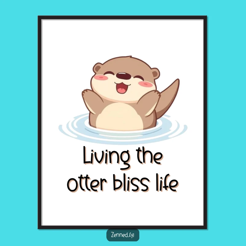 Free Printable Wall Art: Funny Joyful Otter Floating, Calm Water Decor Downloadable