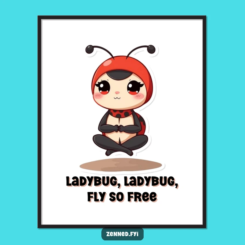 Free Printable Wall Art: Funny Ladybug Yoga Pose, Quirky DIY Downloadable Decor