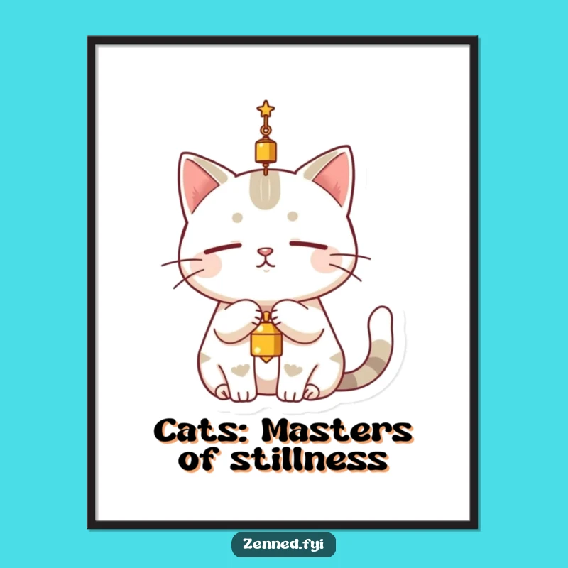 Free Printable Wall Art: Serene Cat with Bell, Minimalist Downloadable Decor!